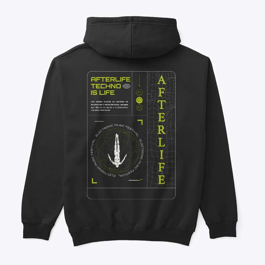 Buzo Capota Afterlife Techno is life 2024 Hoodie - Image 2