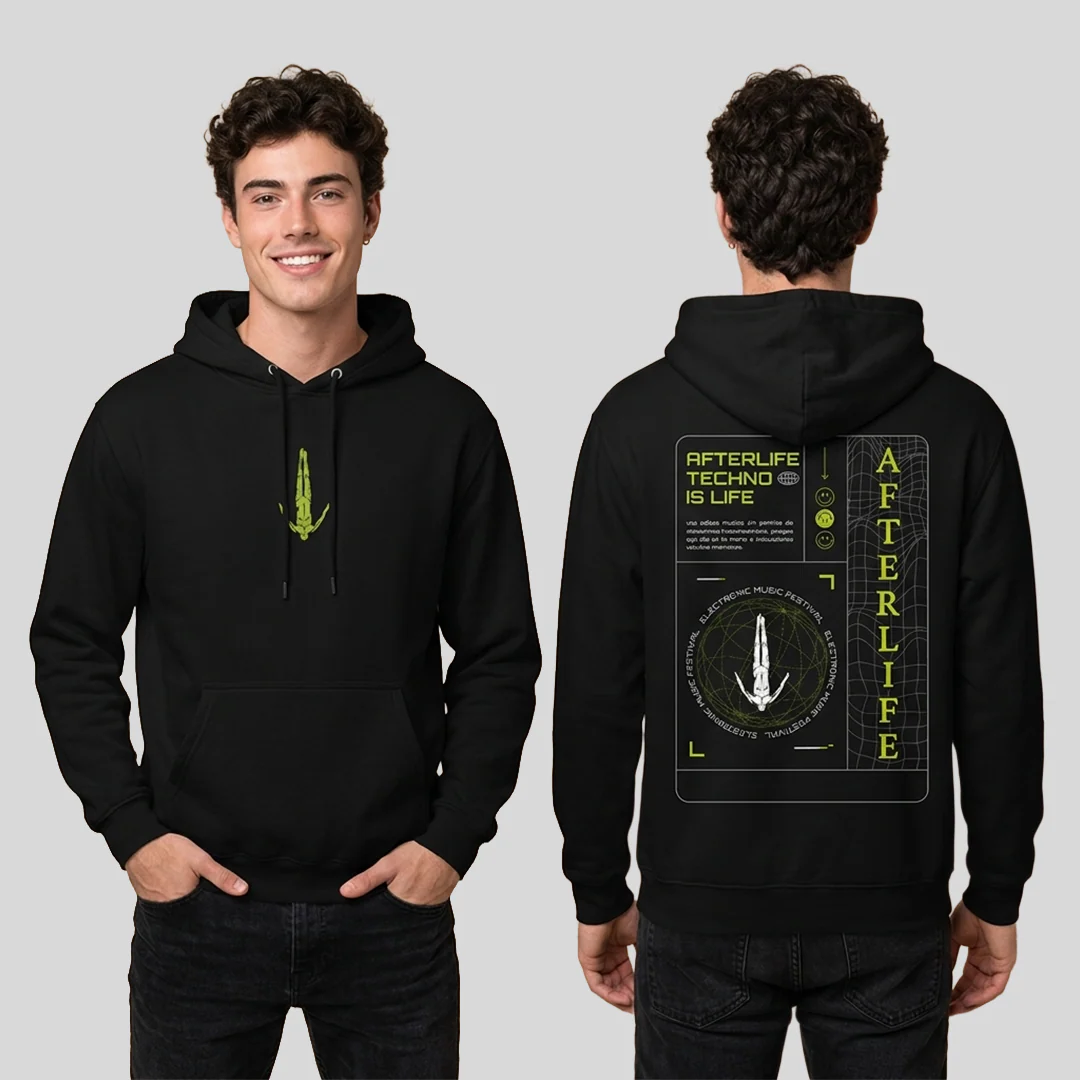 Buzo Capota Afterlife Techno is life 2024 Hoodie - Image 3