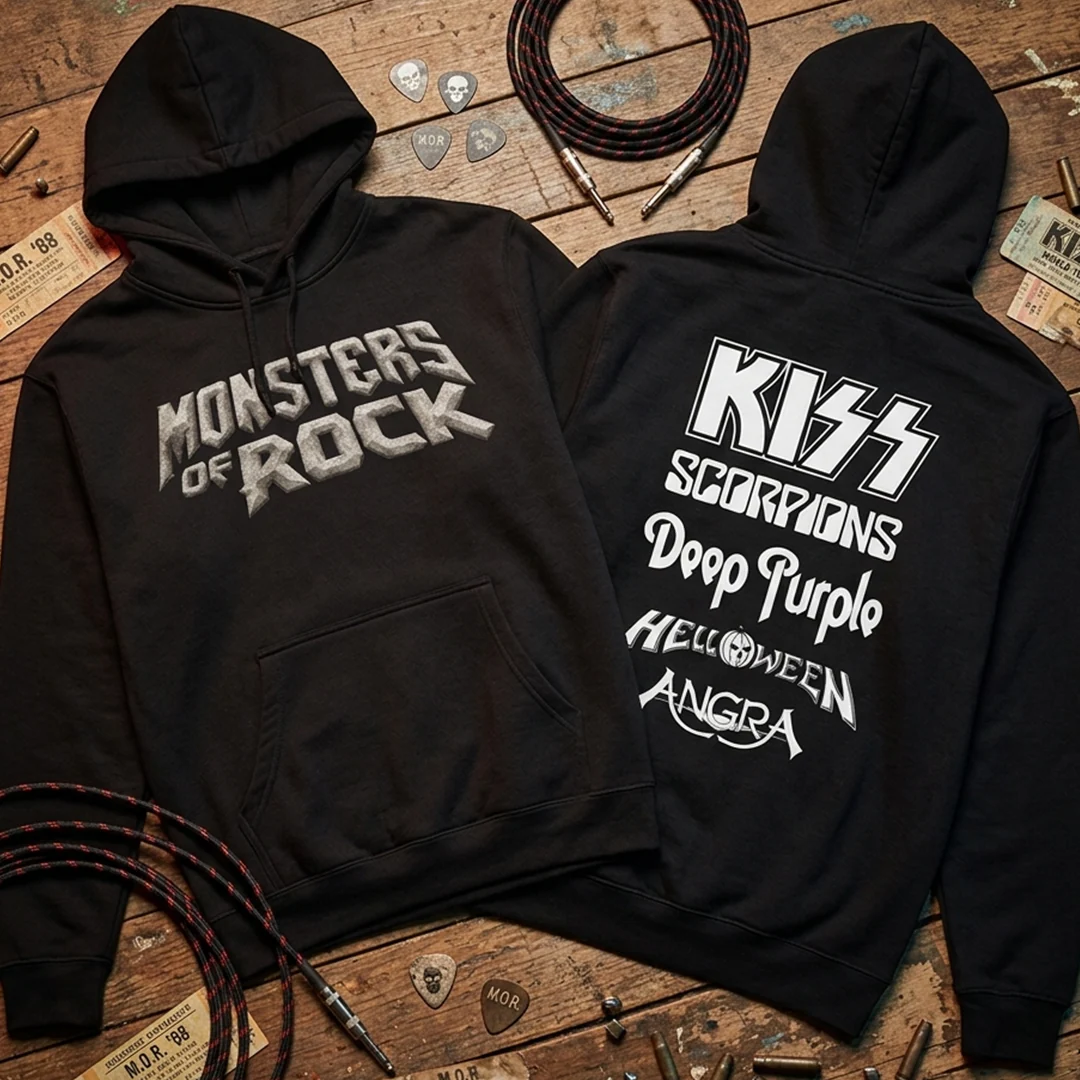 Buzo Capota Monsters Of Rock Logo Doble Estampado - Image 8