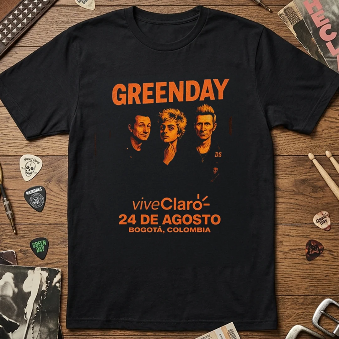 Camiseta Algodon Green Day Poster Orange - Image 3