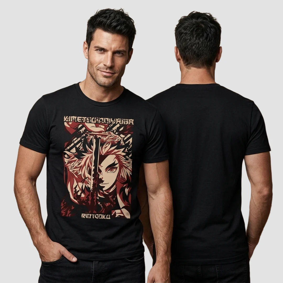 Camiseta Algodon Kimetsu Rengoku Face Art - Image 2