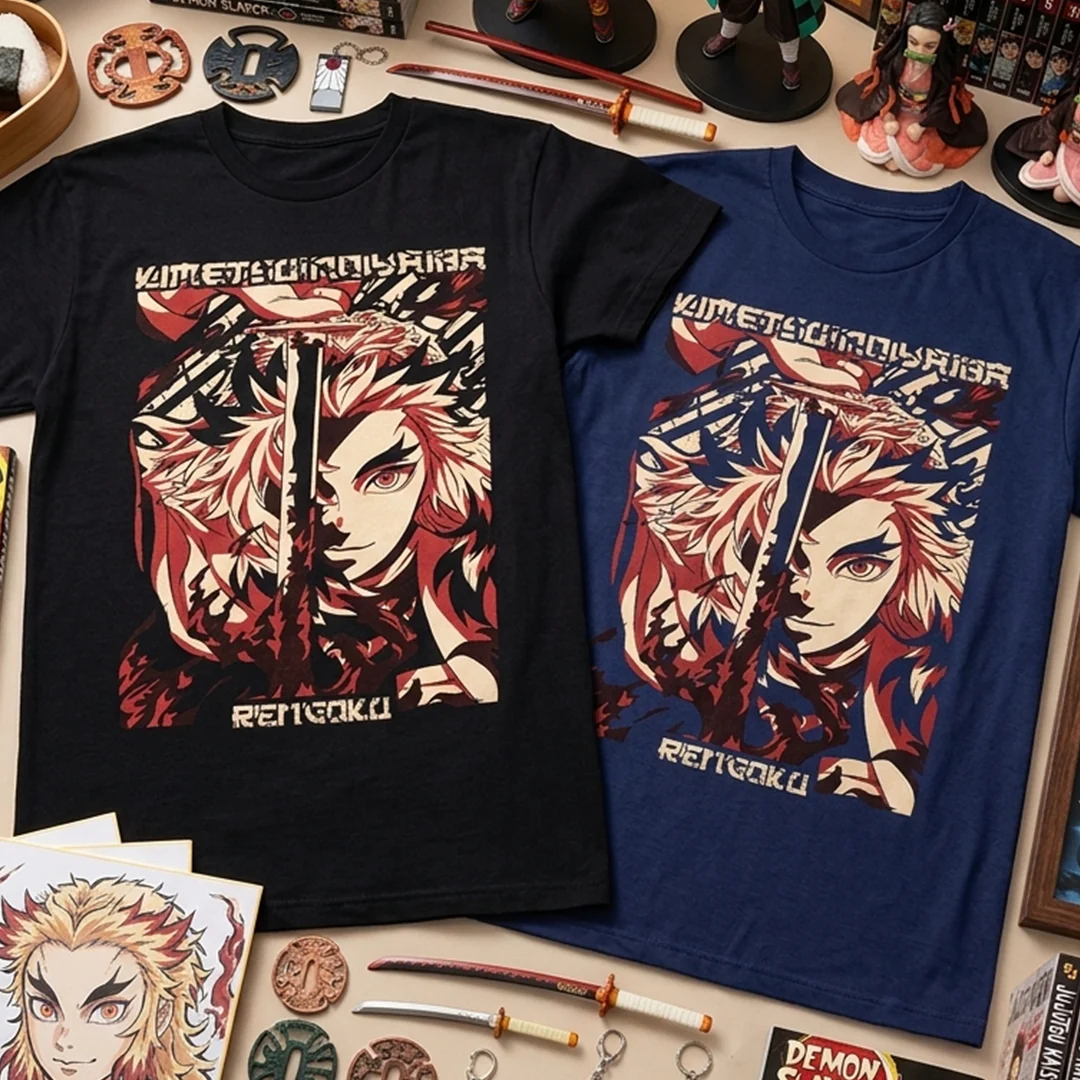 Camiseta Algodon Kimetsu Rengoku Face Art - Image 4