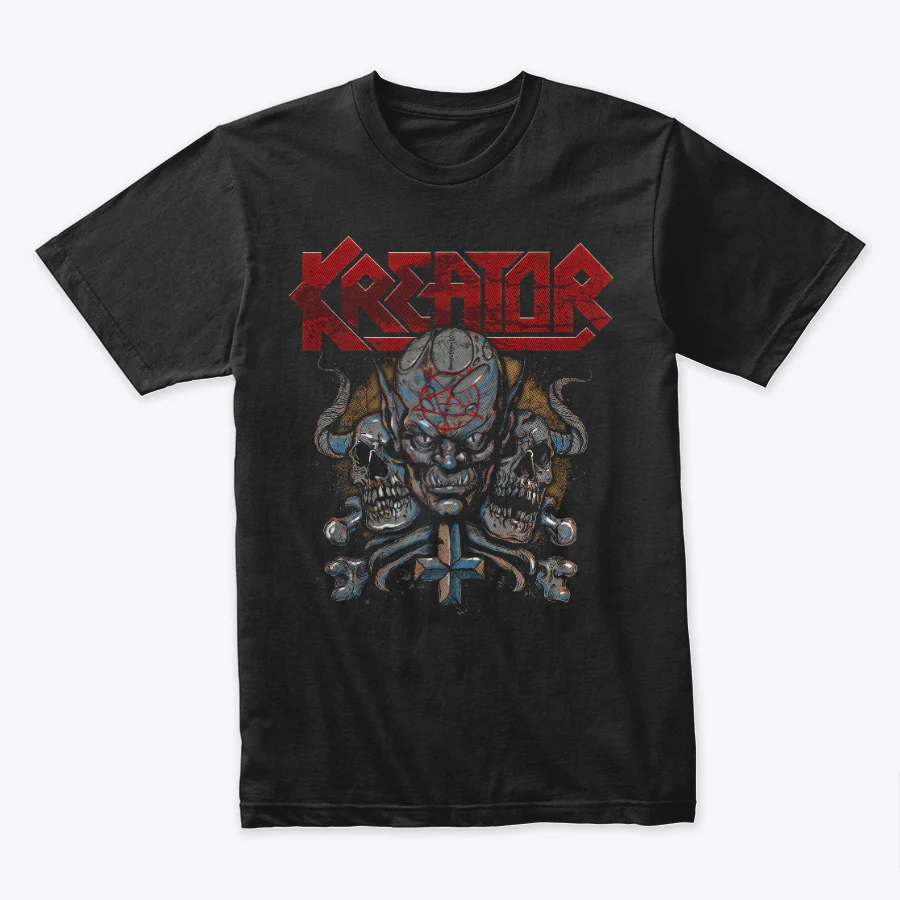 Camiseta Algodon Kreator Skull Faces Art