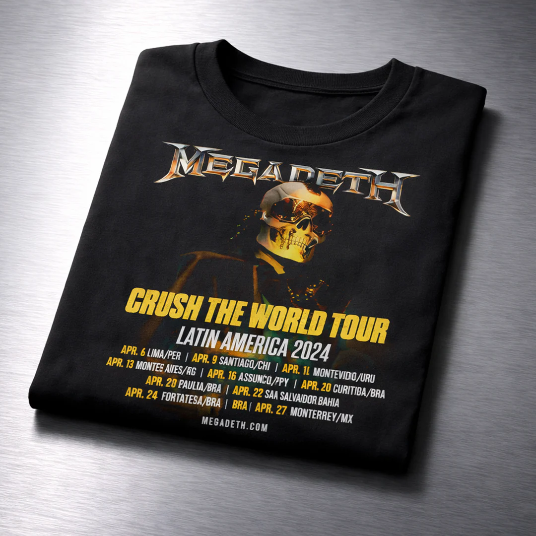 Camiseta Algodon Megadeth Crush the World Tour Latin America 2024 - Image 3