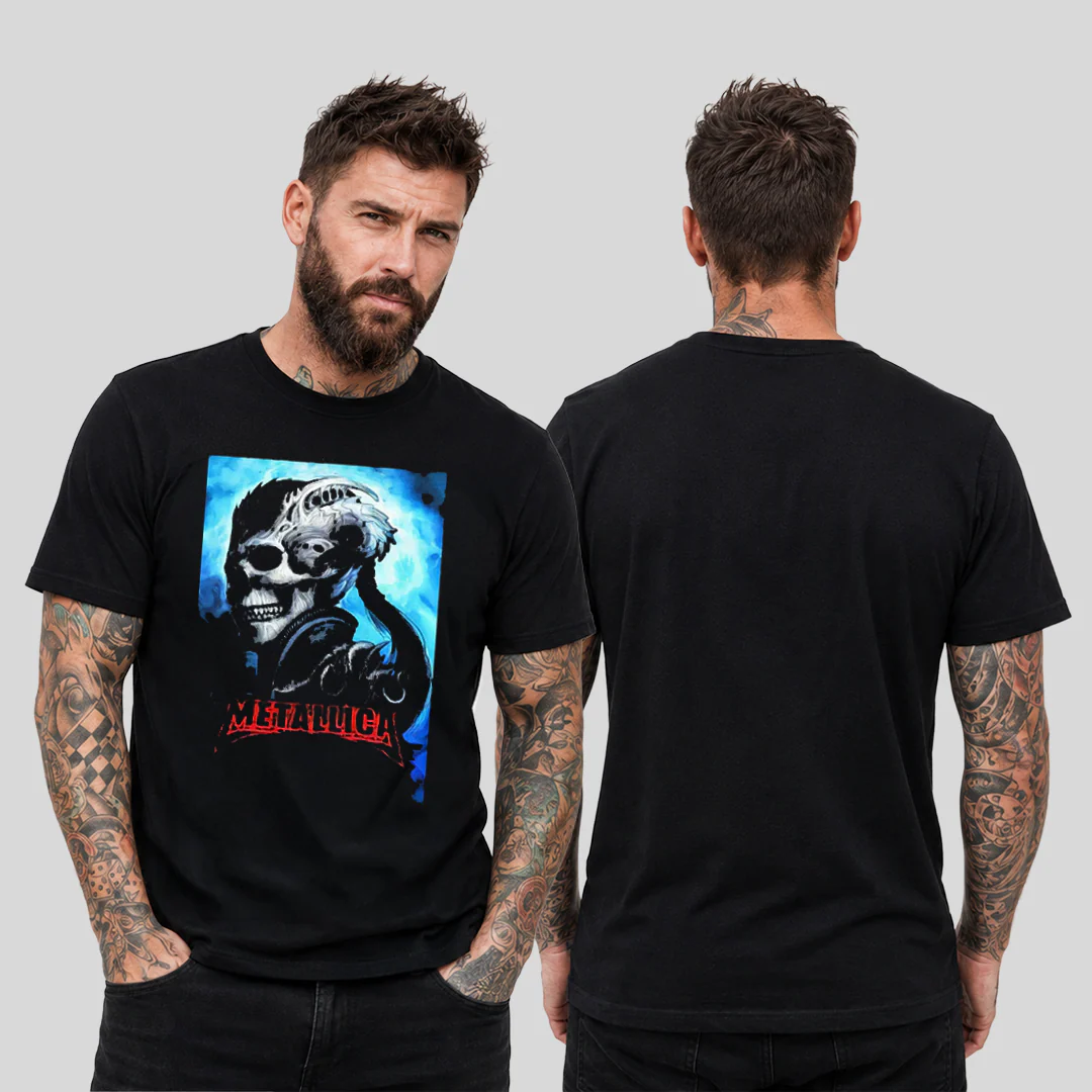 Camiseta Algodon Metallica Ghost Blue Art - Image 2