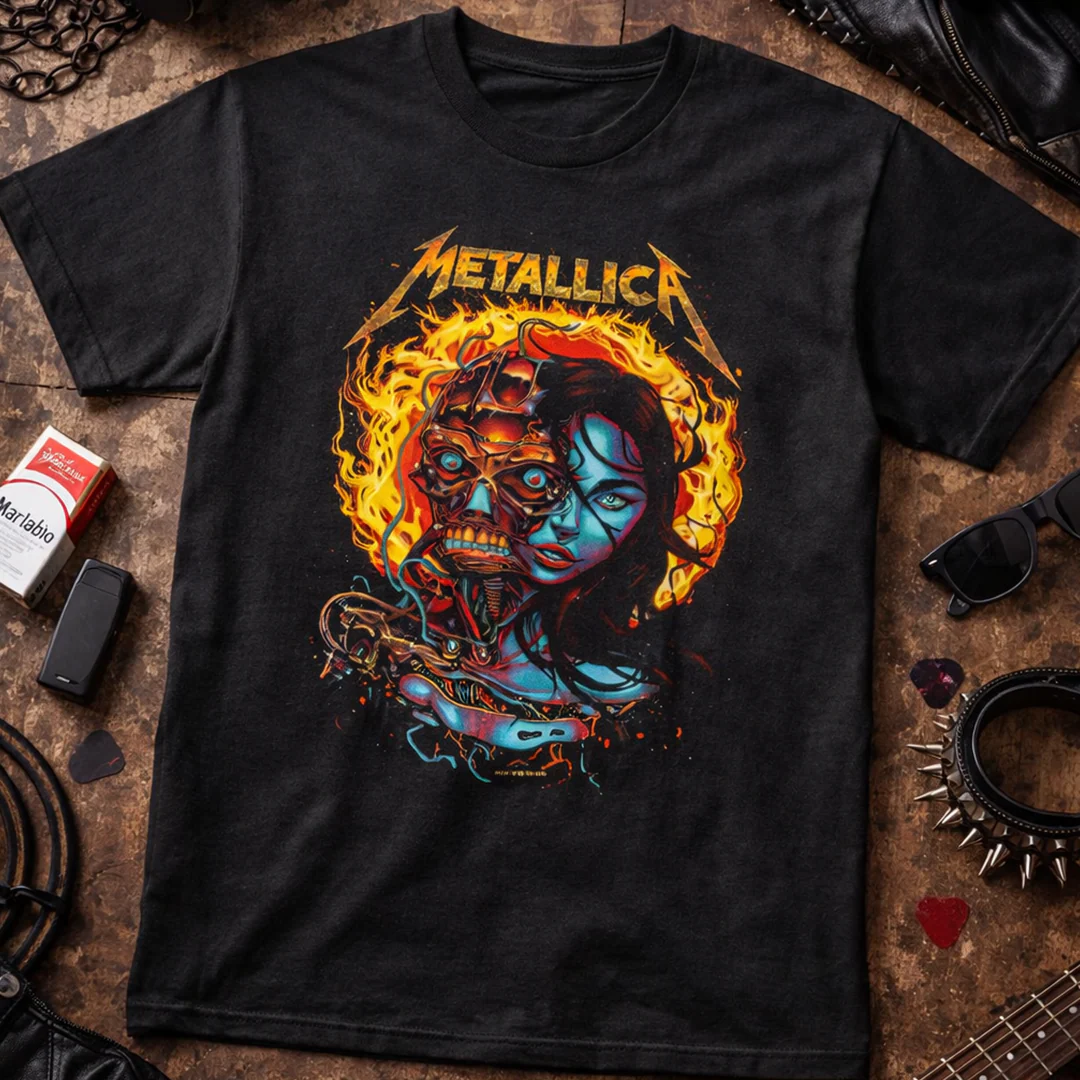 Camiseta Algodon Metallica Women With Robot Face - Image 3