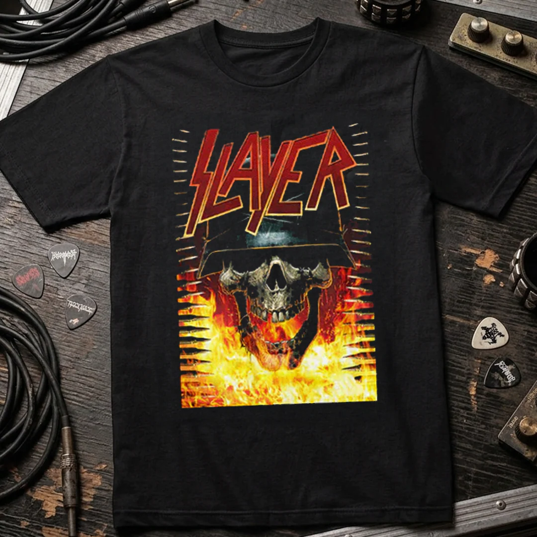 Camiseta Algodon Slayer Skull Fire Poster - Image 3