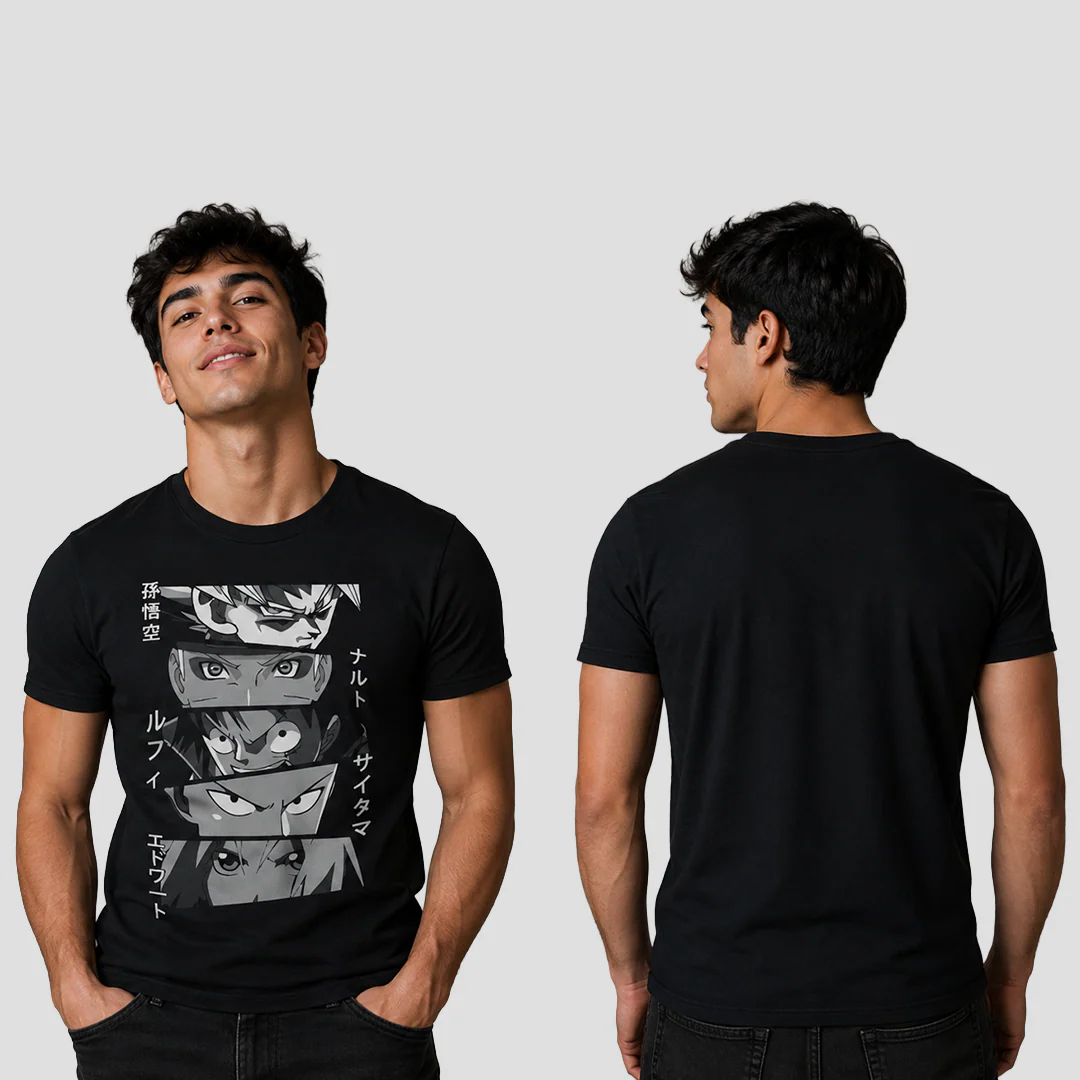 Camiseta Algodon The Masters Of Anime Goku, Naruto, One Piece, One punch Man - Image 2