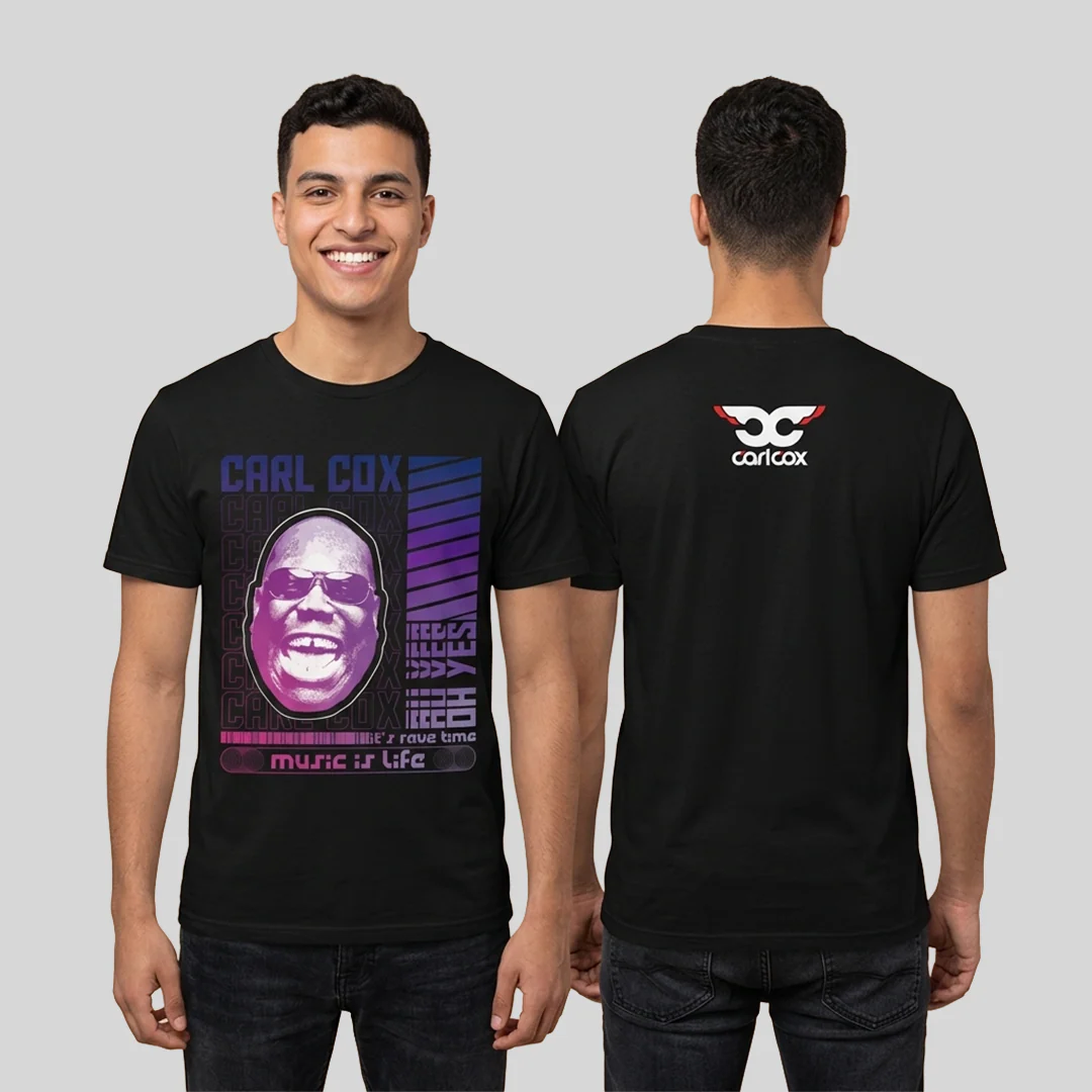 Camiseta Algodón Doble Estampado Carl Cox Music Life Morado - Image 3