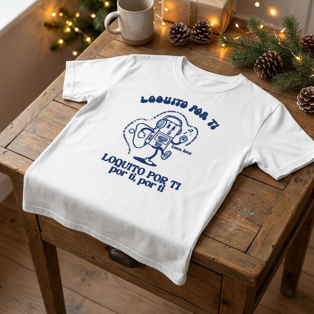 Camiseta Navideña Loquito Por Ti Azul - Image 2